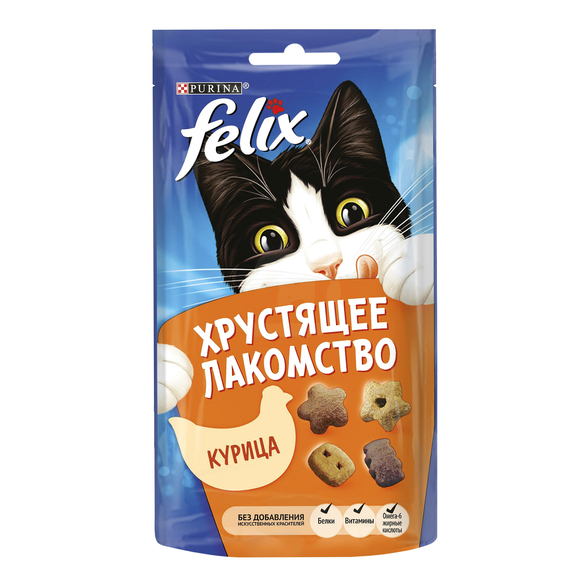 фото Лакомство для кошек felix хрустящее лакомство, курица, 60 г