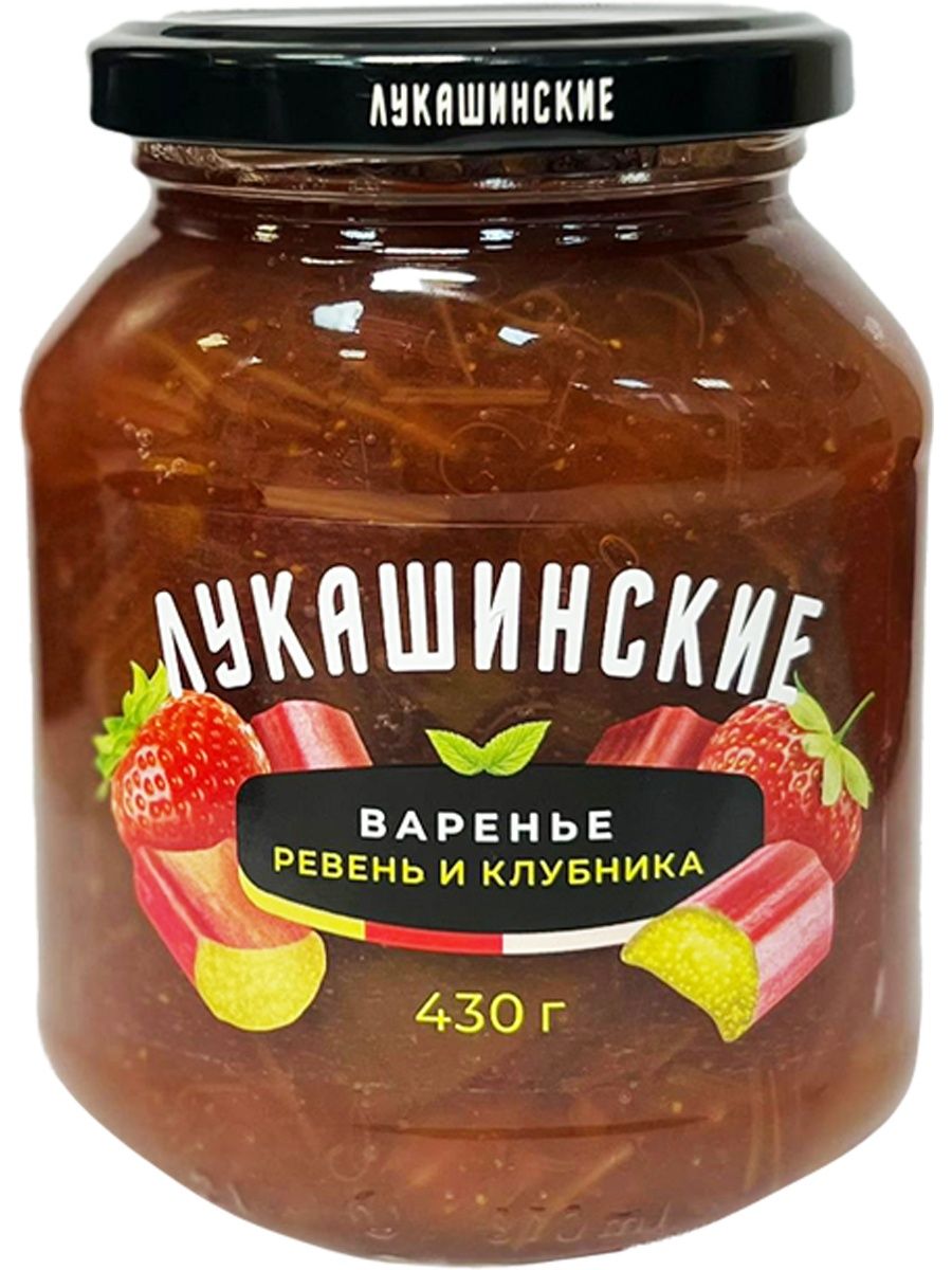 Варенье Лукашинские ревень и клубника, 430 г