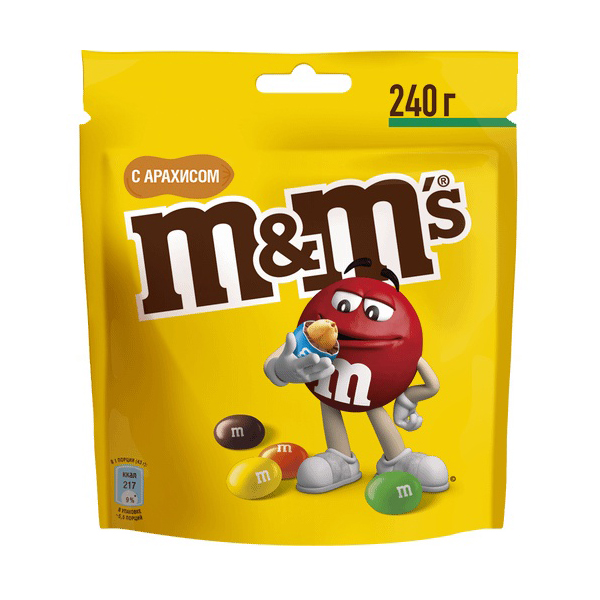 

Драже M&M's с арахисом и молочным шоколадом 240 г