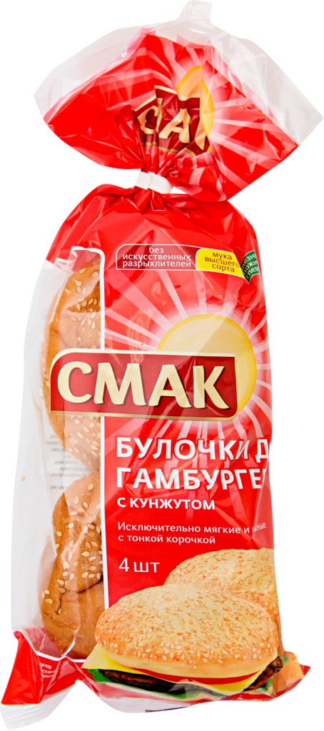 

Хлеб белый Смак Для гамбургера 240 г, Для гамбургера