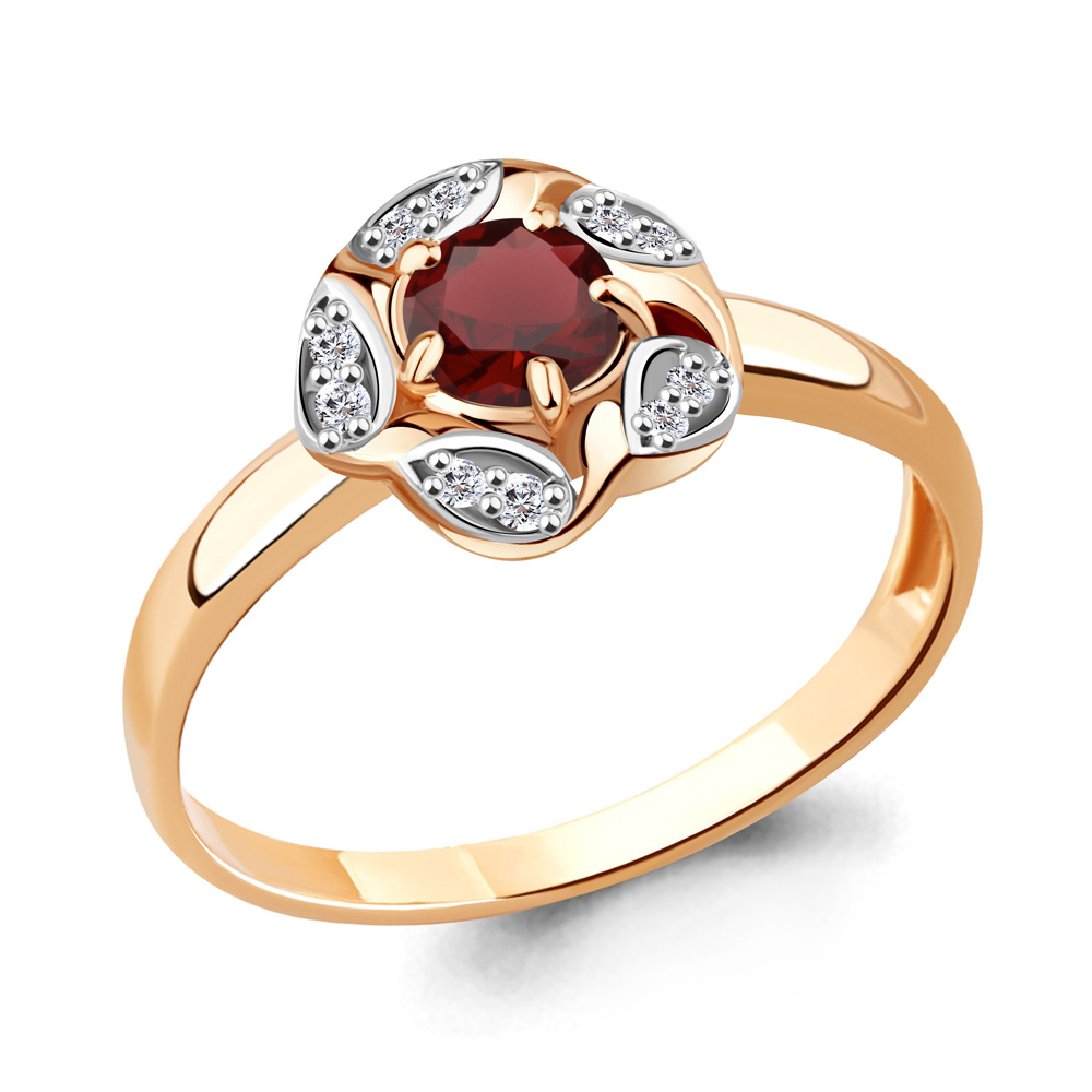 

Кольцо из серебра с гранатом р.  Aquamarine 6915903А_925_з, 6915903А_925_з