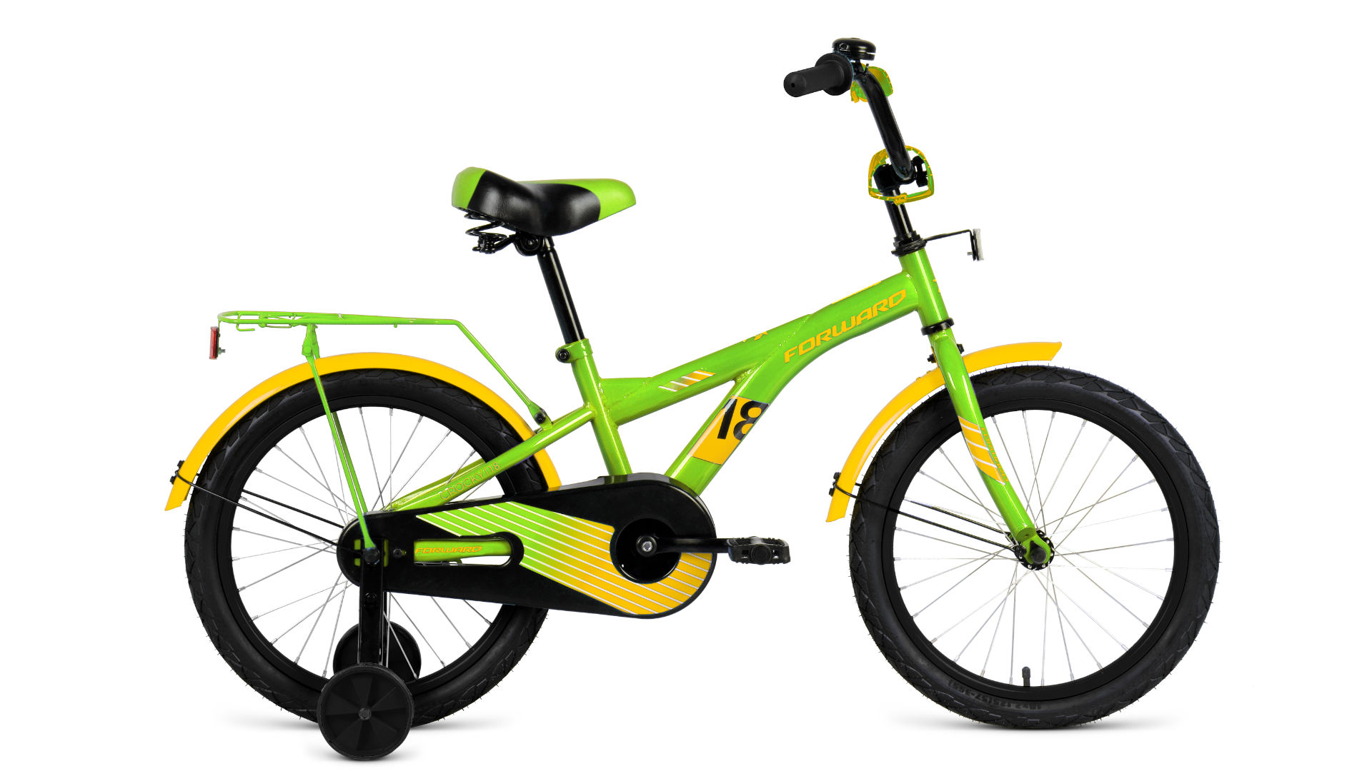 фото Велосипед forward crocky 18, год 2021, цвет зеленый- желтый