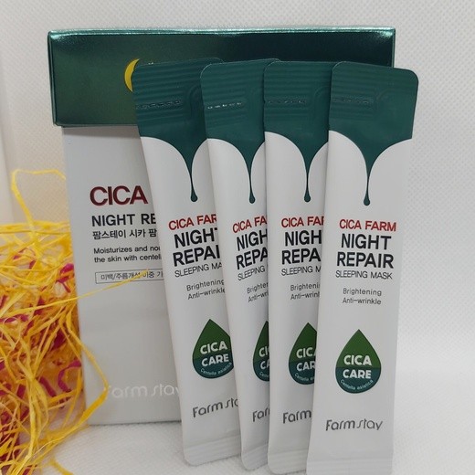 Маска FarmStay для лица с экстрактом центеллы в саше Cica Night Repair Sleeping Mask