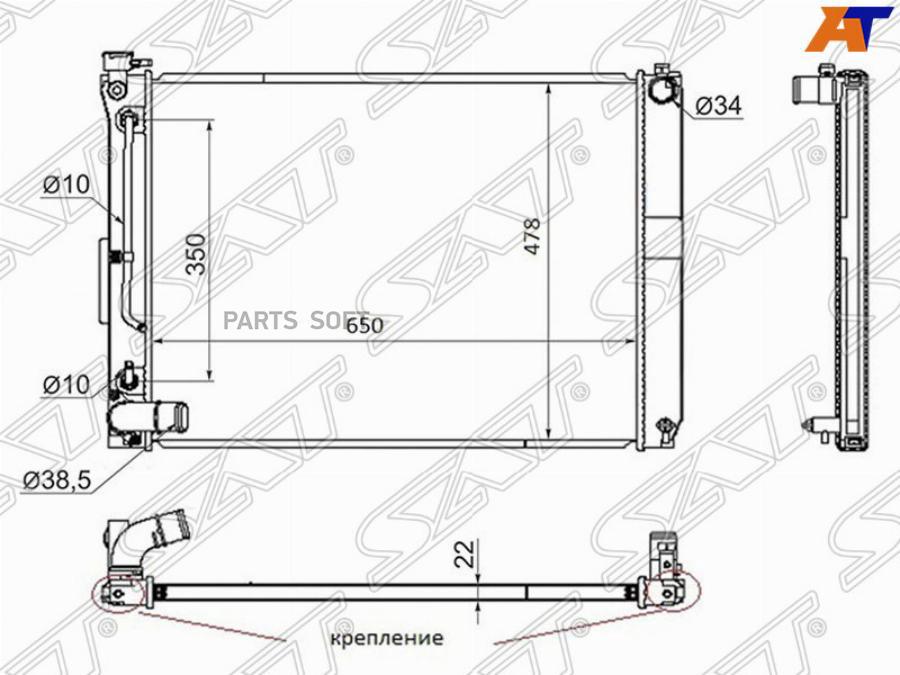 

Радиатор Toyota Harrier/Highlander 05-07/Lexus 330 3mz 05-09(Пластинчатый) Sat арт. TY0003