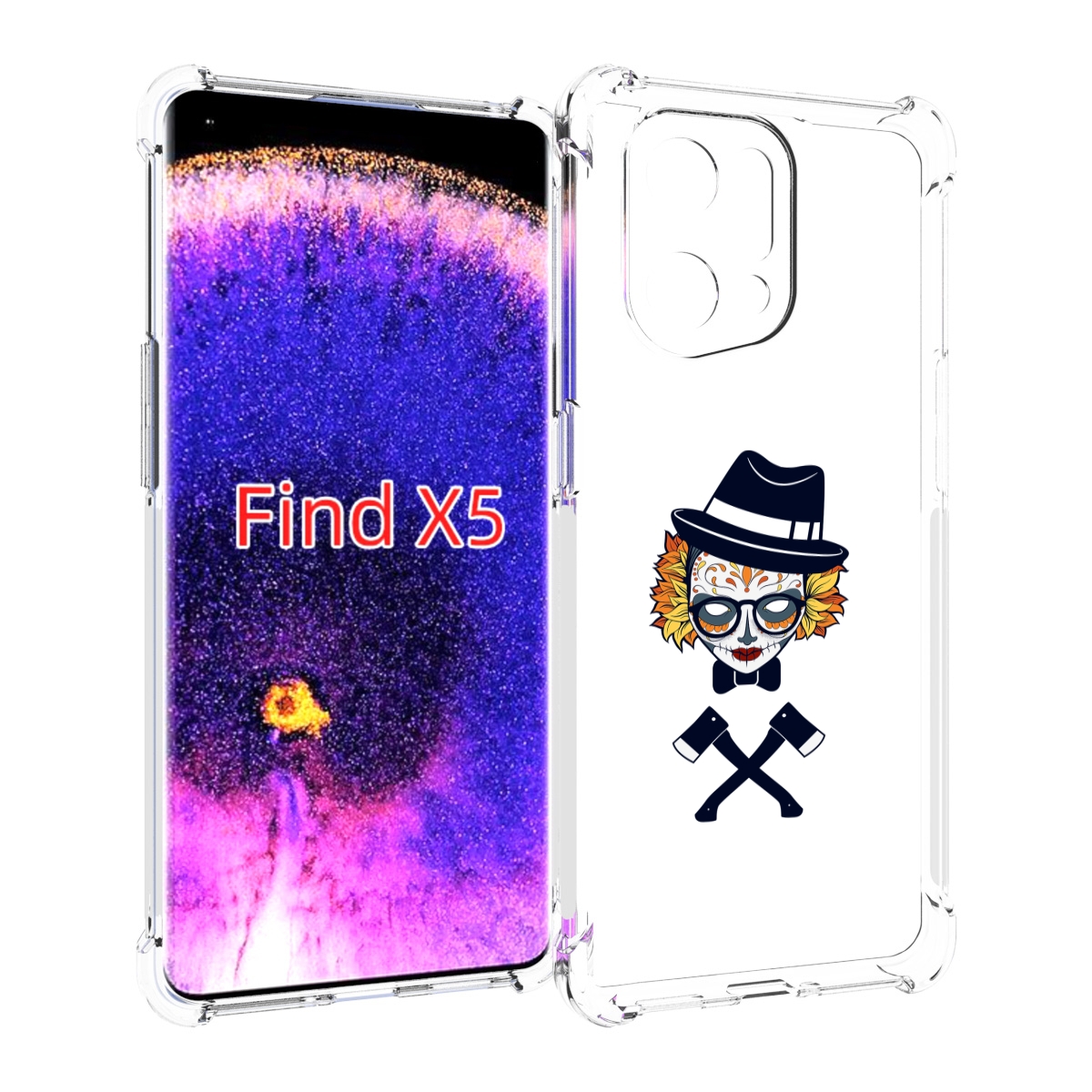 

Чехол MyPads девушка в маске с топорами рисунок для Oppo Find X5, Прозрачный, Tocco