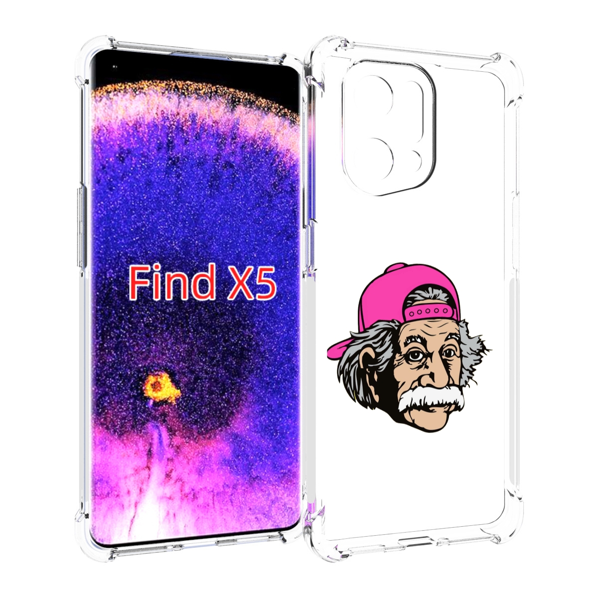 Чехол MyPads энштейн в кепке для Oppo Find X5