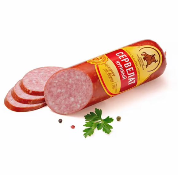 

Колбаса СПК Сервелат Куриный варено-копченая 1 сорт
