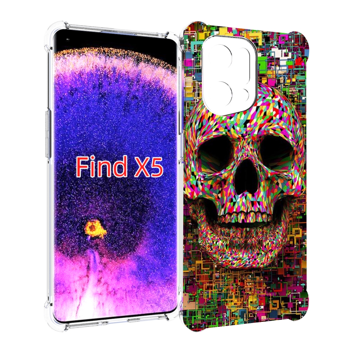 

Чехол MyPads череп красочные цвета для Oppo Find X5, Прозрачный, Tocco