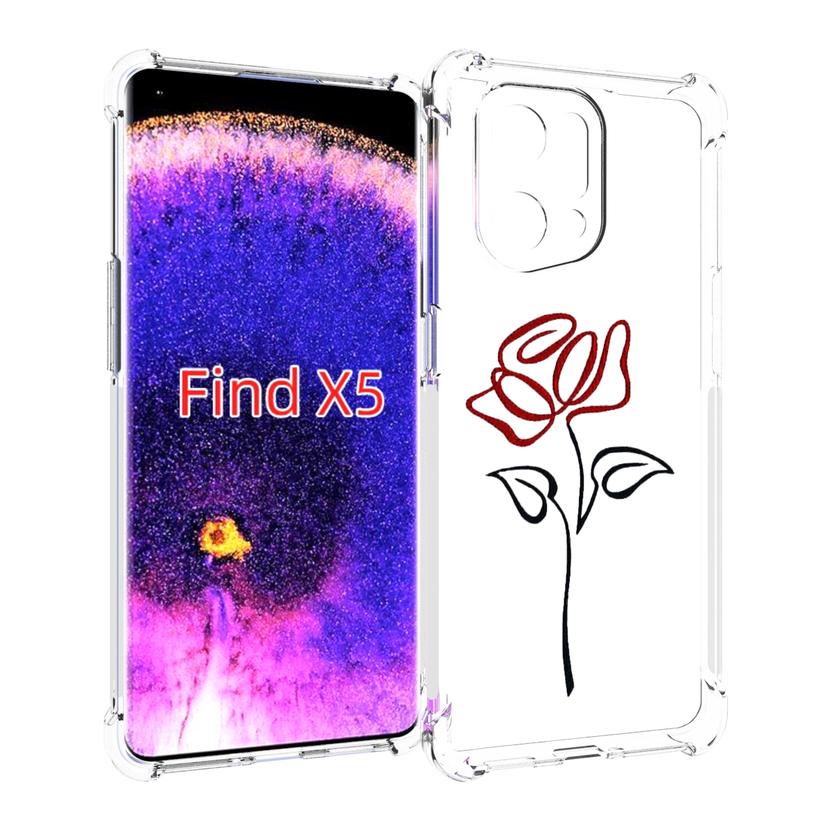 

Чехол MyPads цветок в одну линию для Oppo Find X5, Прозрачный, Tocco