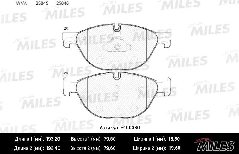 

Комплект тормозных колодок MILES E400386