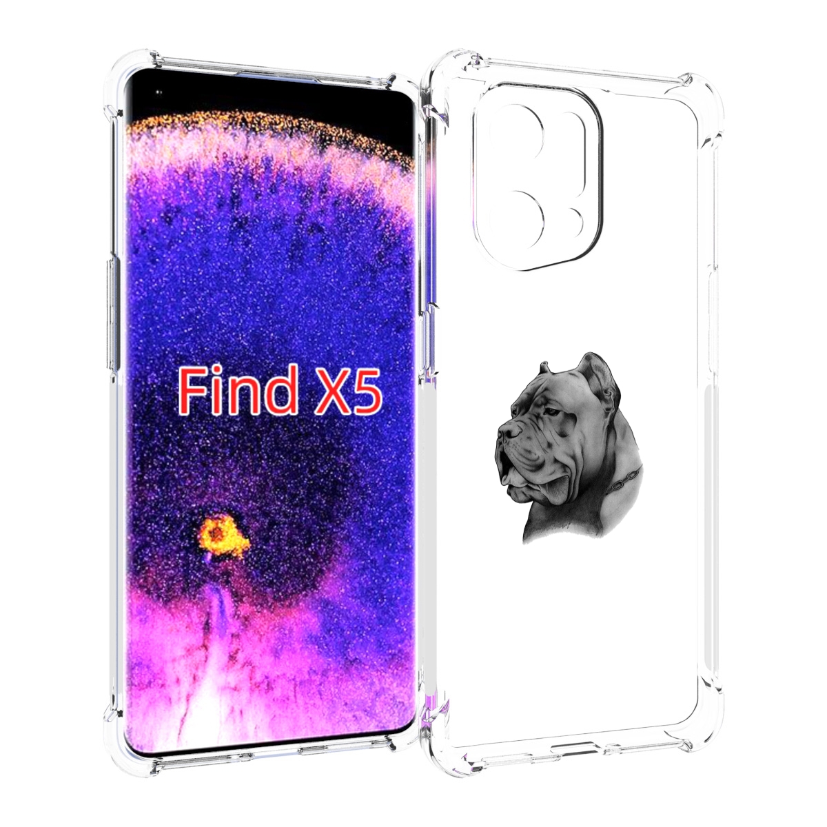 

Чехол MyPads грозный бульдог для Oppo Find X5, Прозрачный, Tocco