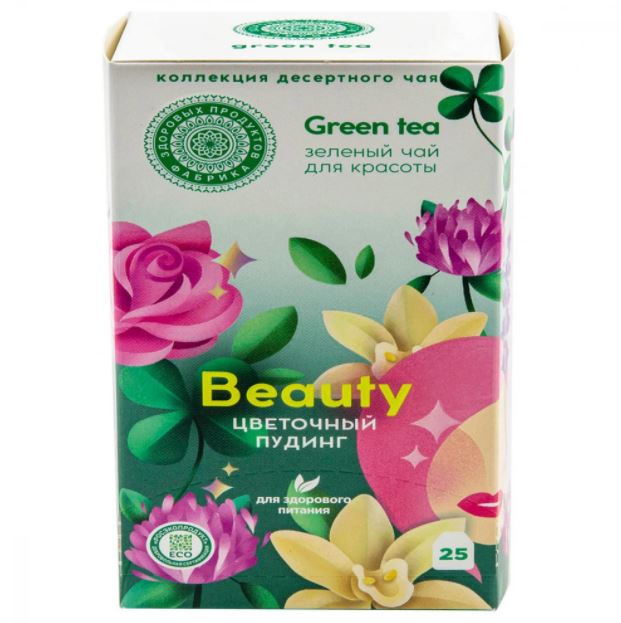 

Чай Фабрика Здоровых Продуктов "Beauty цветочный пудинг", зеленый, 25 пакетиков