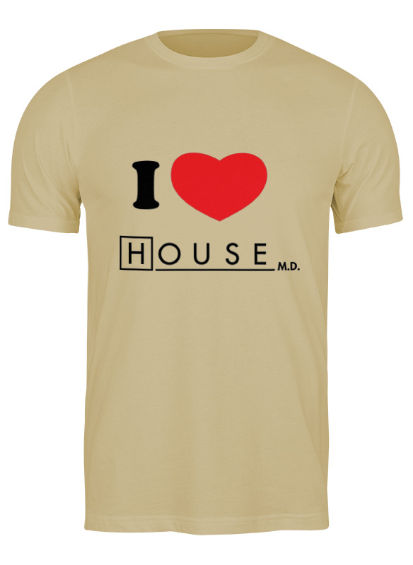 

Футболка мужская Printio I love house бежевая S, Бежевый, I love house