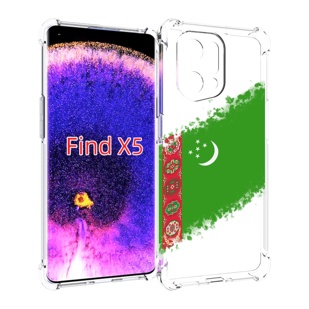 

Чехол MyPads флаг герб Туркменистан-1 для Oppo Find X5, Прозрачный, Tocco