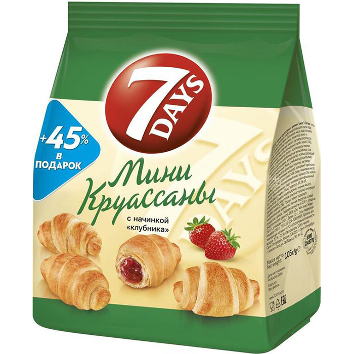 

7Days Мини Круассан 105гр Клубника 1/18