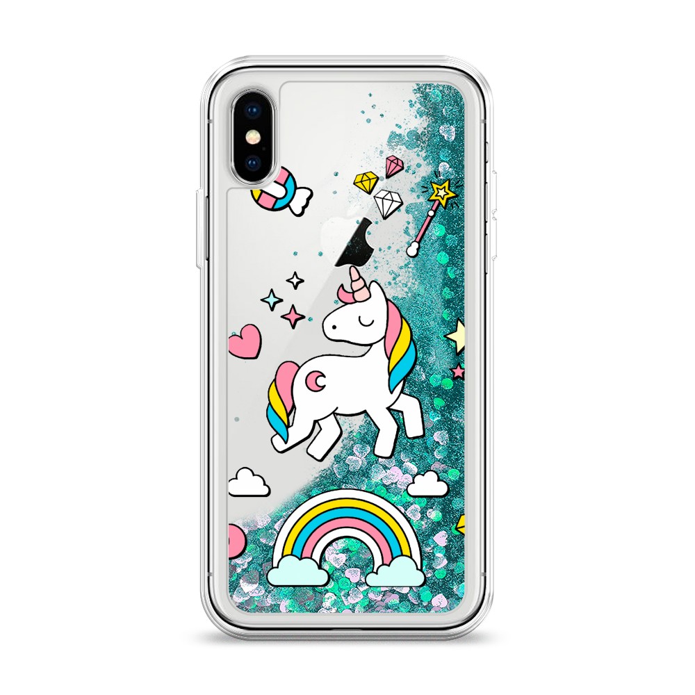 

Жидкий чехол с блестками "Принцесса единорог" на Apple iPhone XS (10S), 11895-1