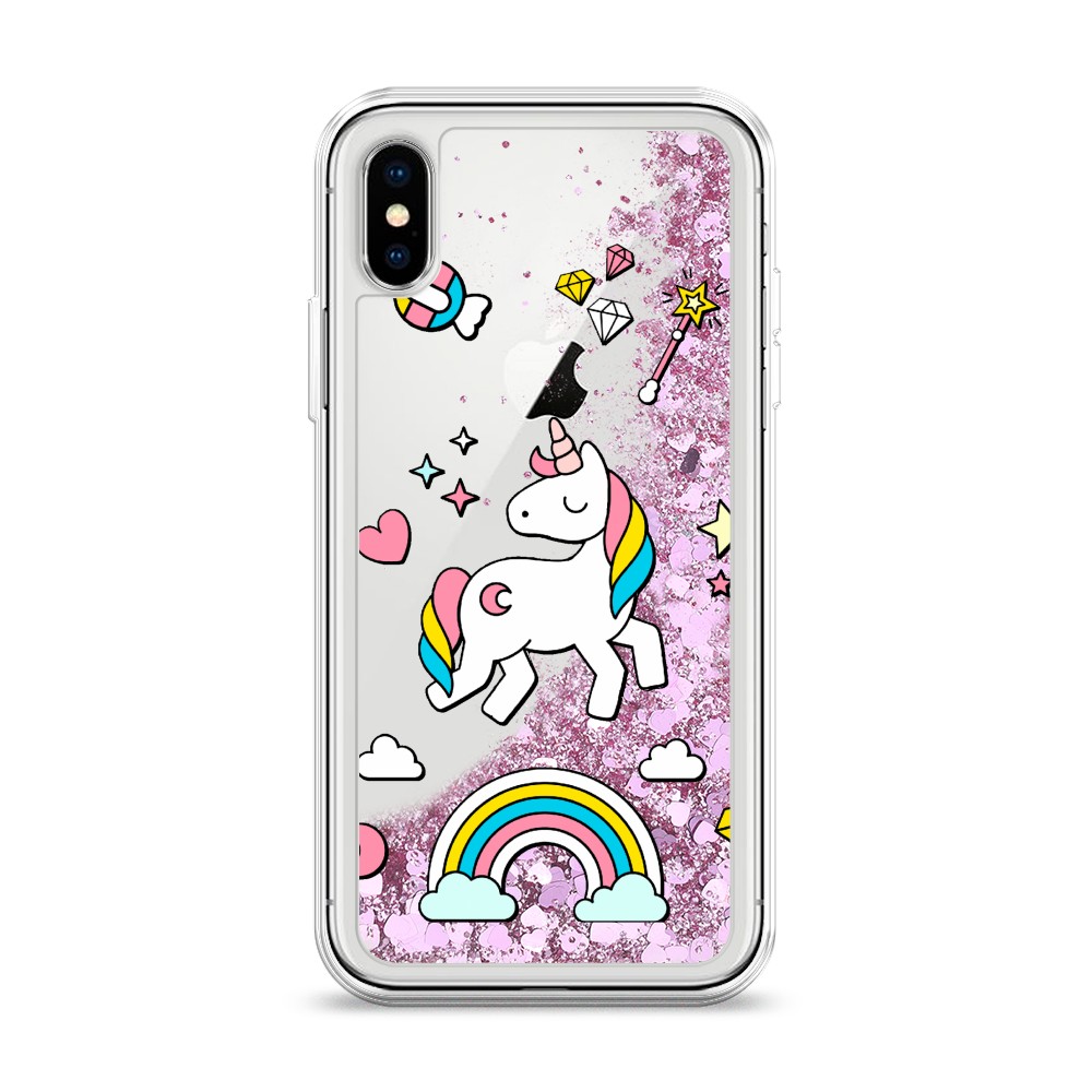 

Жидкий чехол с блестками "Принцесса единорог" на Apple iPhone XS (10S), 11894-1