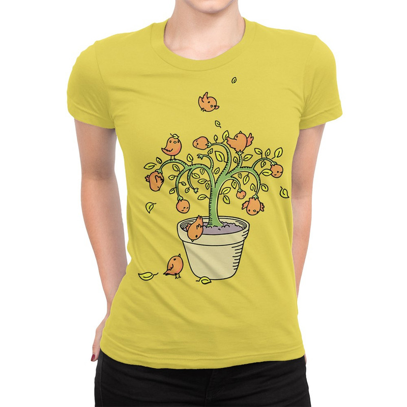 

Футболка женская Dream Shirts Растение с птичками желтая XS, Желтый, "Растение с птичками"