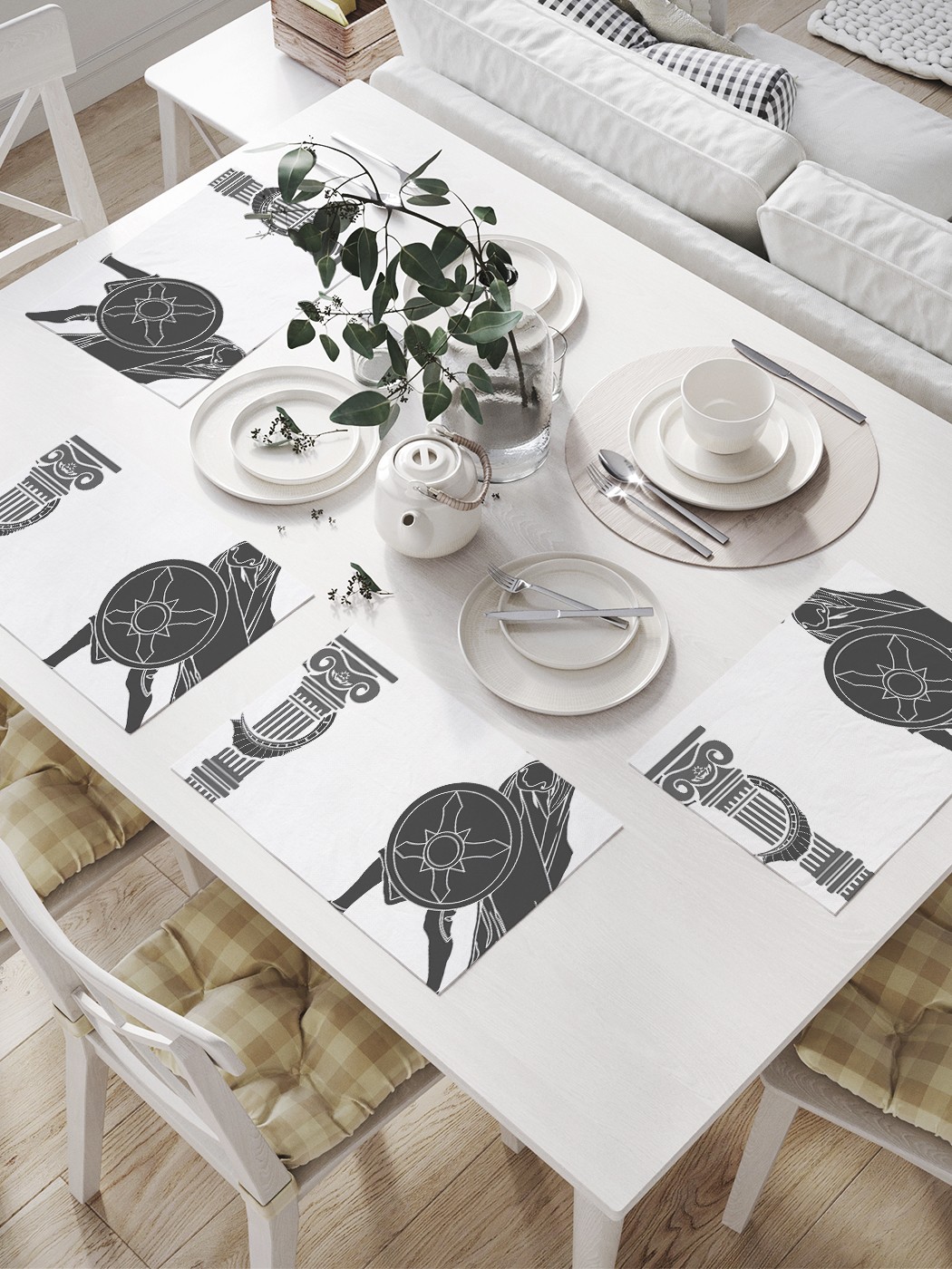 

np_39496 МУЛЬТИ Комплект салфеток с фотопринтом 46x32 см 4 шт., Белый;черный;серый