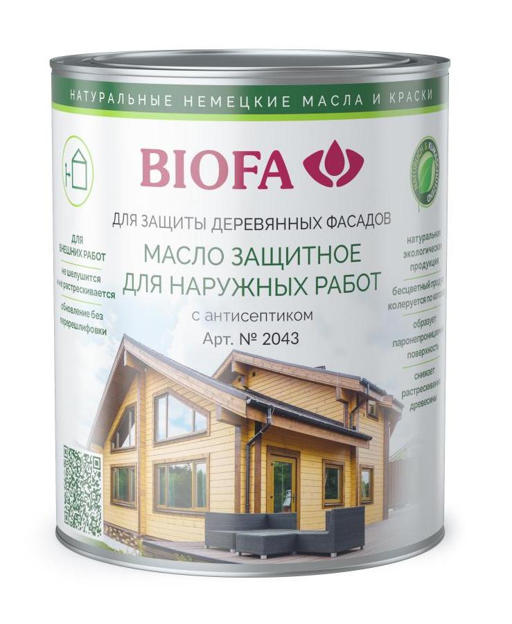 фото Biofa 2043 масло защитное для наружных работ с антисептиком (1 л 4312 садова )
