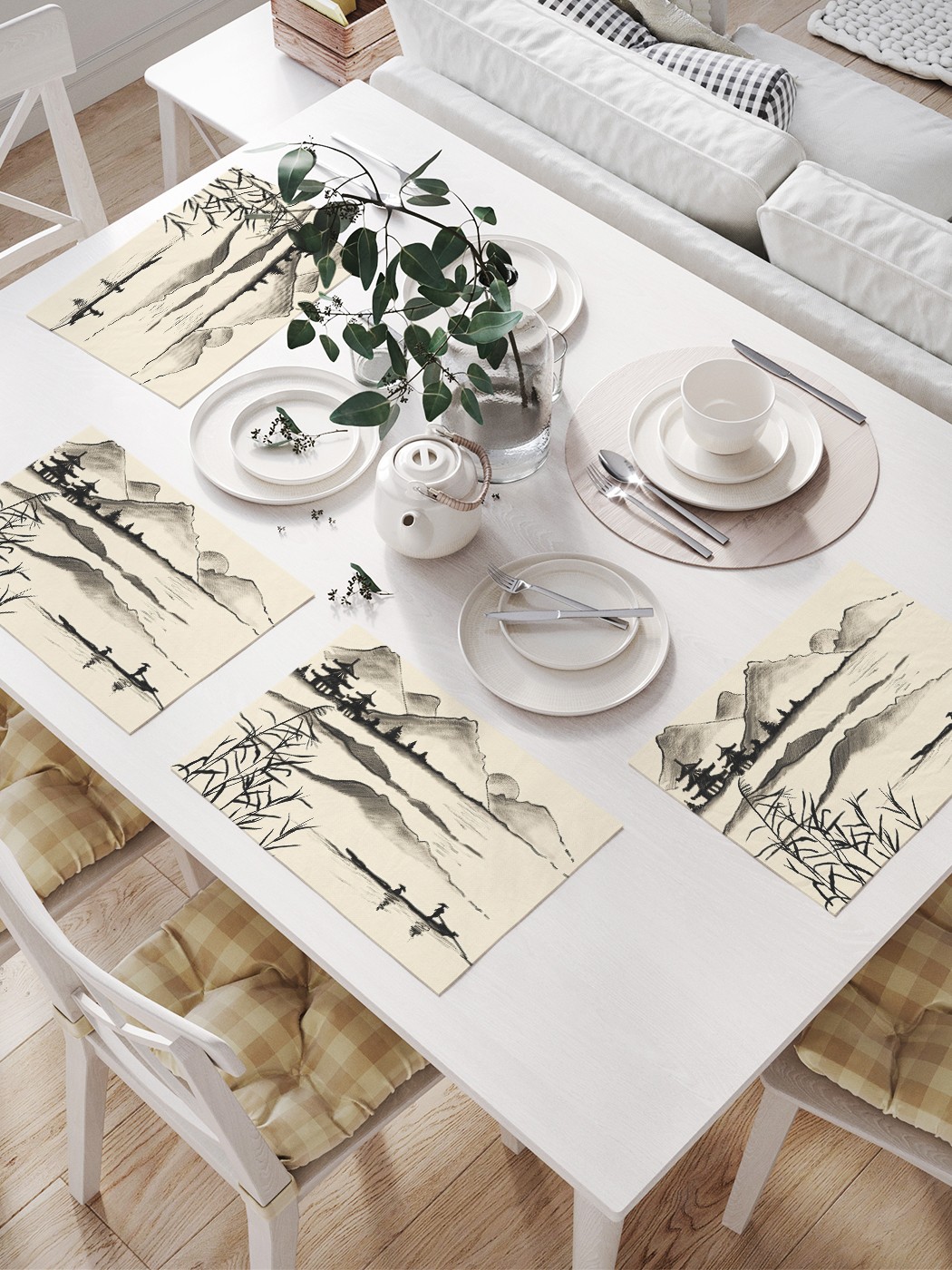 

np_389517 МУЛЬТИ Комплект салфеток с фотопринтом 46x32 см 4 шт., Бежевый;черный