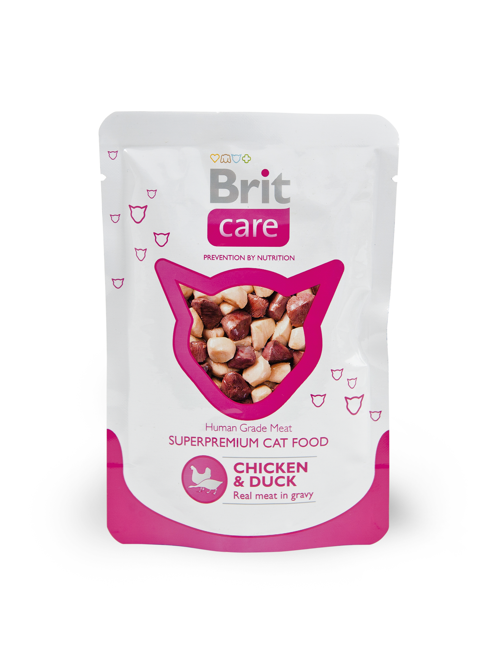 

Влажный корм Brit care с курицей и уткой для кошек 80 г