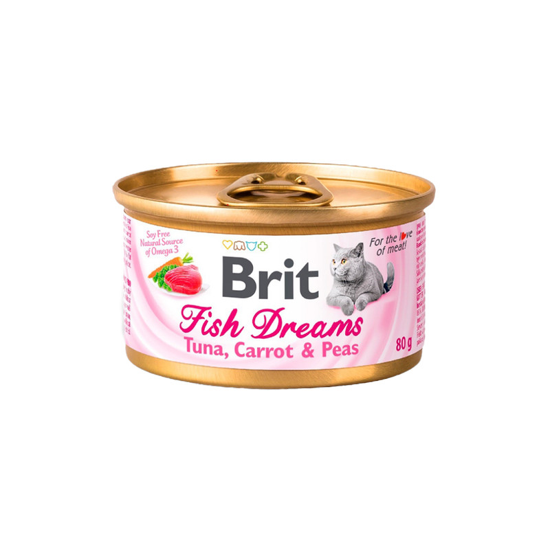 Консервы для кошек Brit Fish Dreams тунец, морковь игорошек, 80г