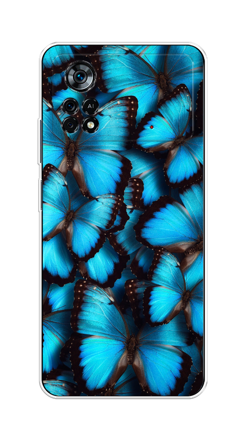 

Чехол на Xiaomi Poco X4 Pro 5G "Тропическая бабочка 2", Голубой;черный, 313150-1