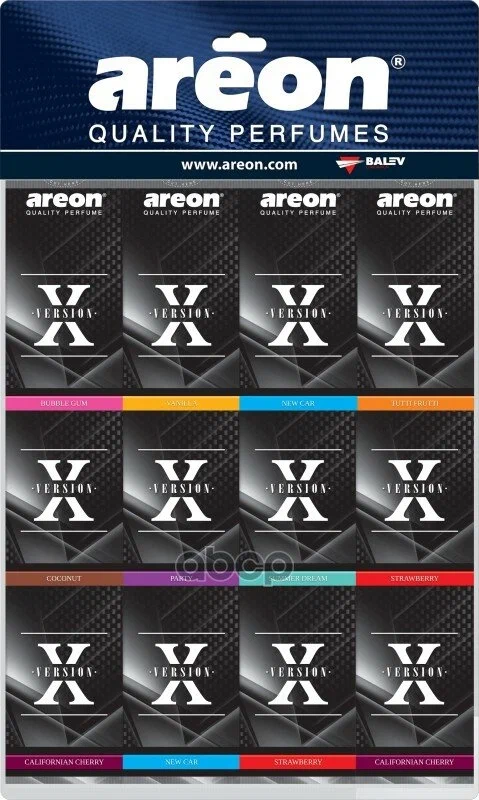 

Ароматизатор подвесной сухой Areon X VERSION дисплей 60шт. ассорти
