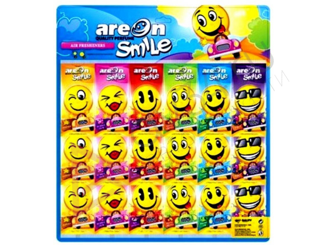 

Ароматизатор подвесной сухой Areon SMILE RING дисплей 72шт. ассорти