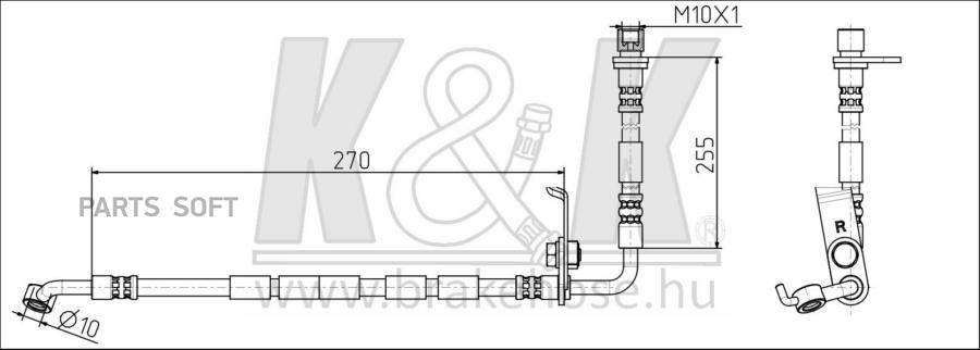 

K&K Шланг тормозной передн прав MAZDA: 6 (GH) 1.8 HZR, 2.0 HZR, 2.0 MZR-CD 08.07- 1шт