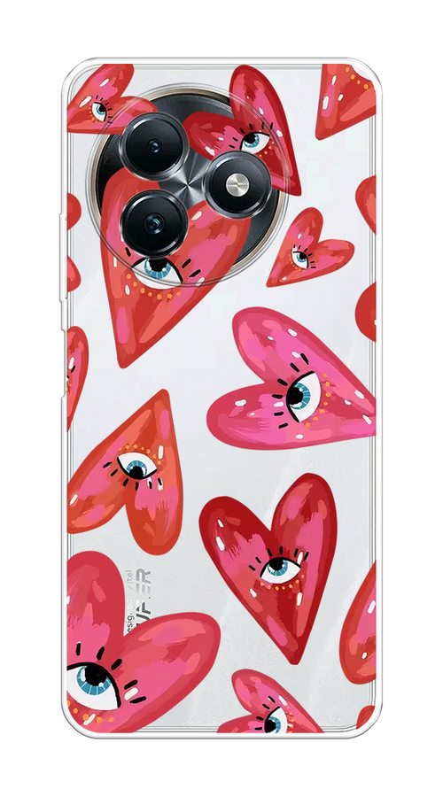 

Чехол на Itel S24 "Сердечки с глазами", Коричневый;красный;розовый, 3202050-1