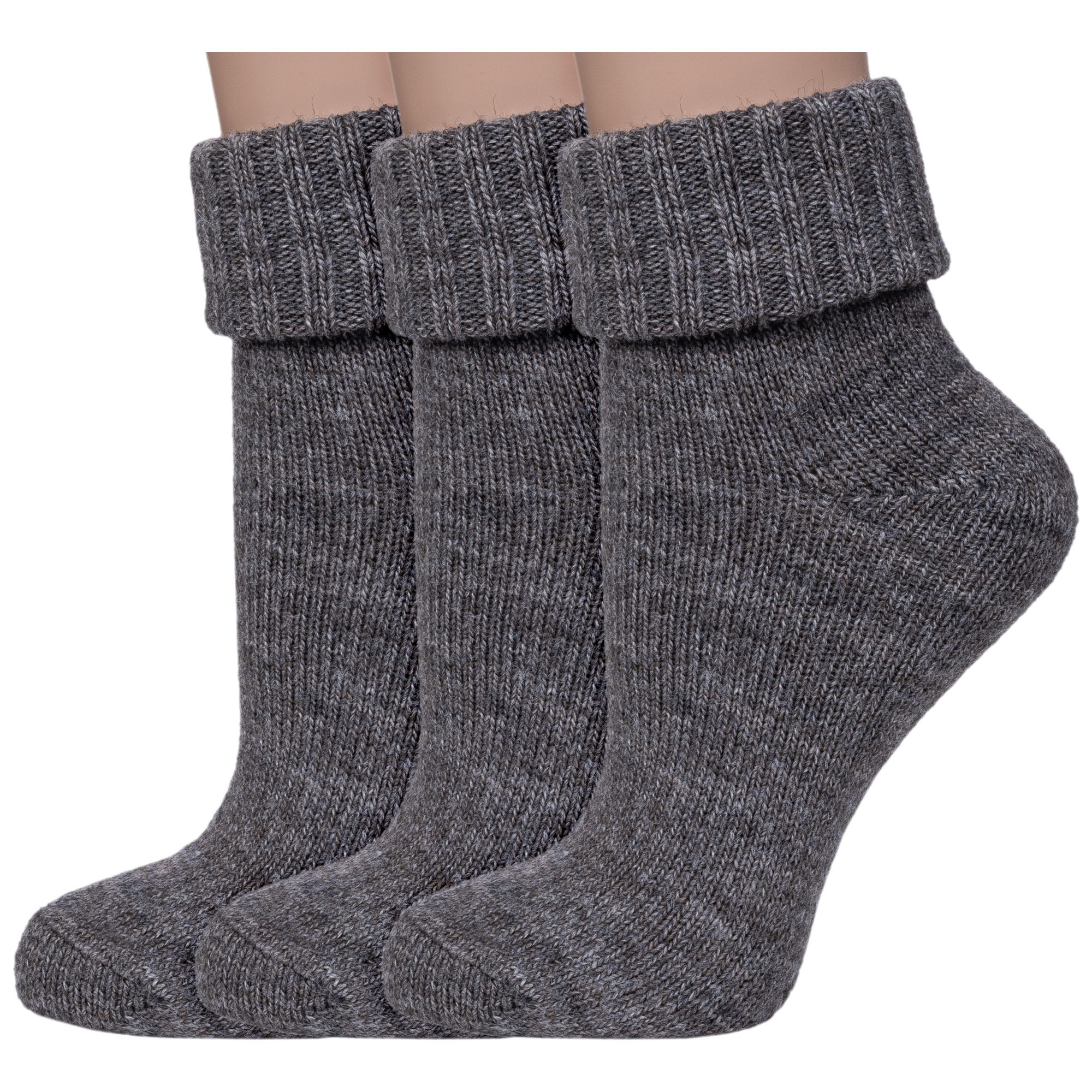 Комплект носков женских Rusocks 3-Ж-195 серых; коричневых 23-25