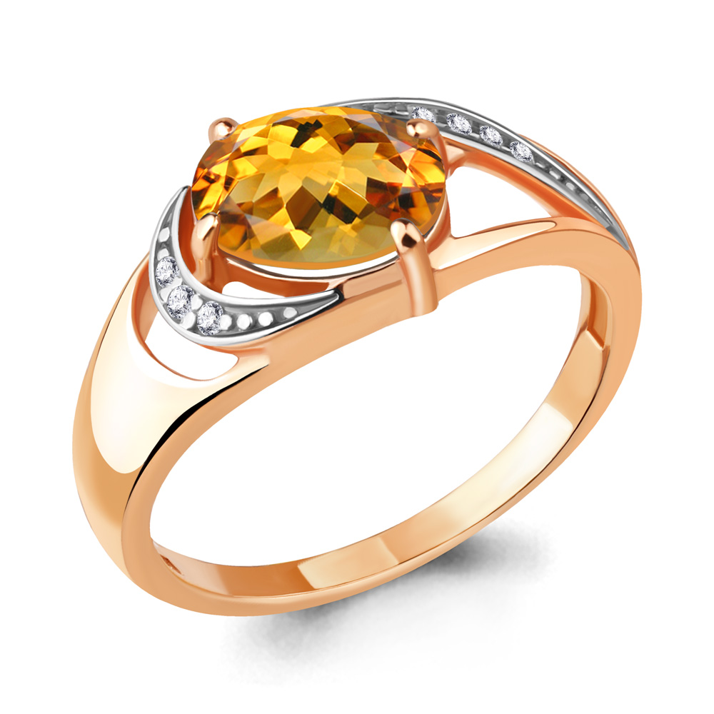 

Кольцо из серебра с цитрином р.  Aquamarine 6914906А_925_з, 6914906А_925_з