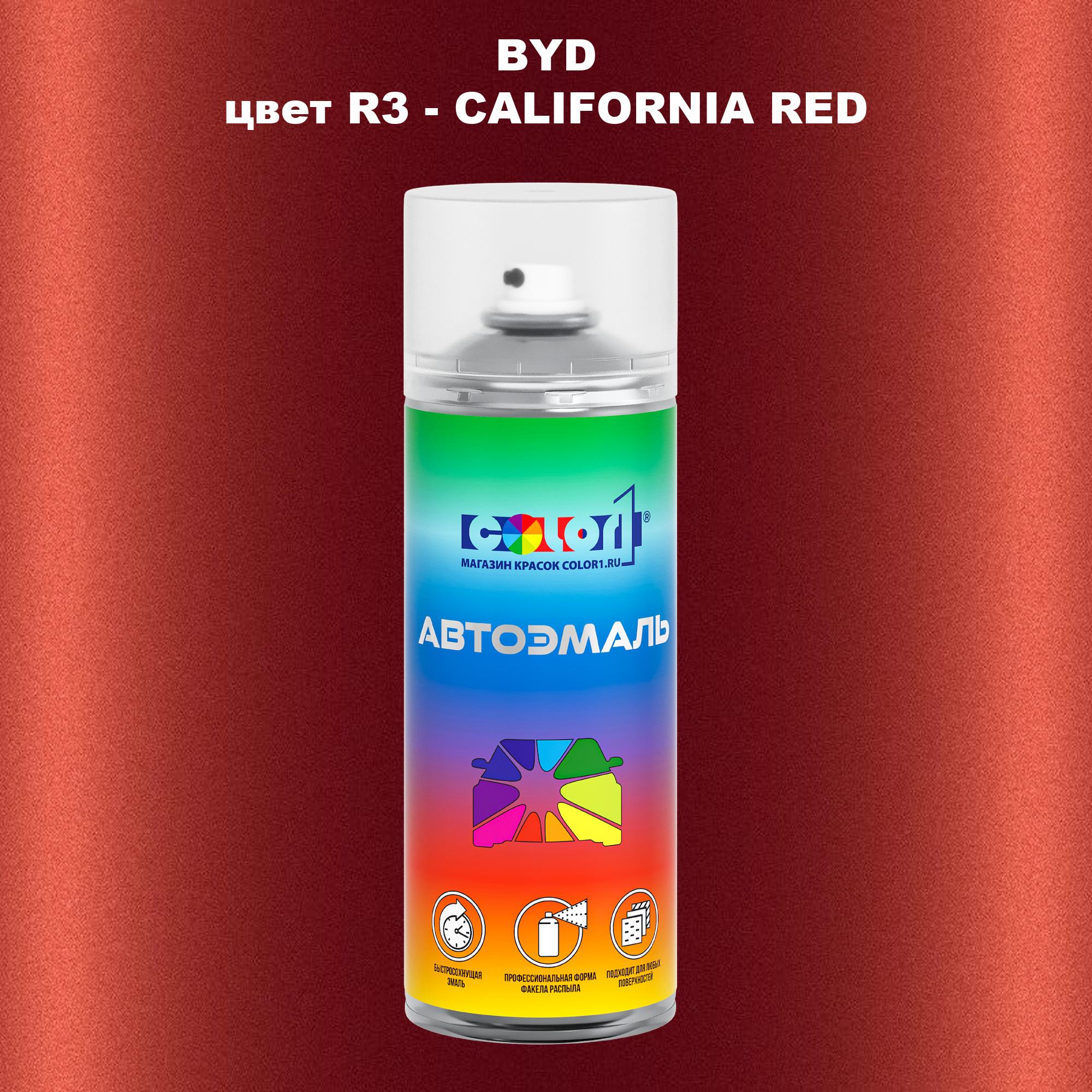 

Аэрозольная краска COLOR1 для BYD, цвет R3 - CALIFORNIA RED, Прозрачный