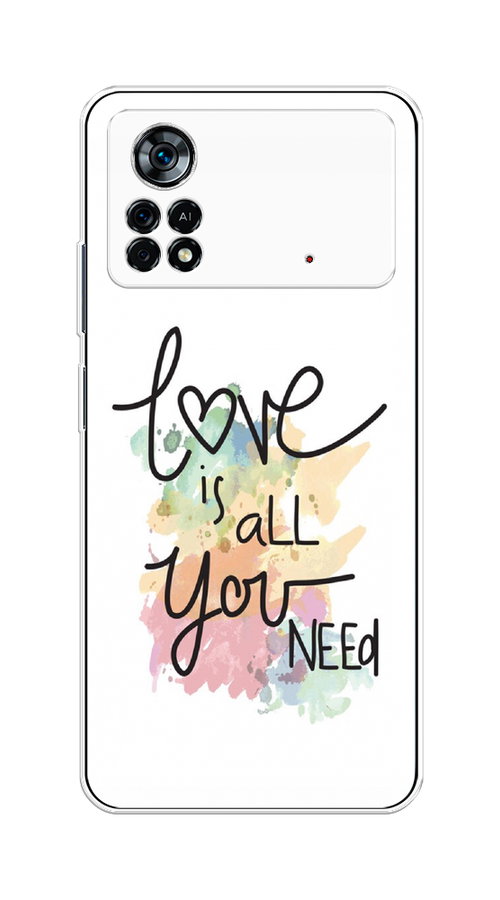 

Чехол на Xiaomi Poco X4 Pro 5G "Love is all you need", Белый;черный;зеленый, 313150-1