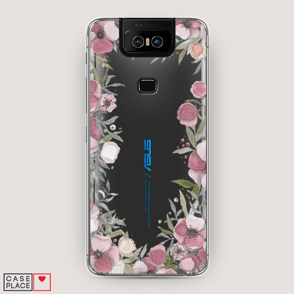 фото Чехол awog "розовая цветочная рамка" для asus zenfone 6 zs630kl