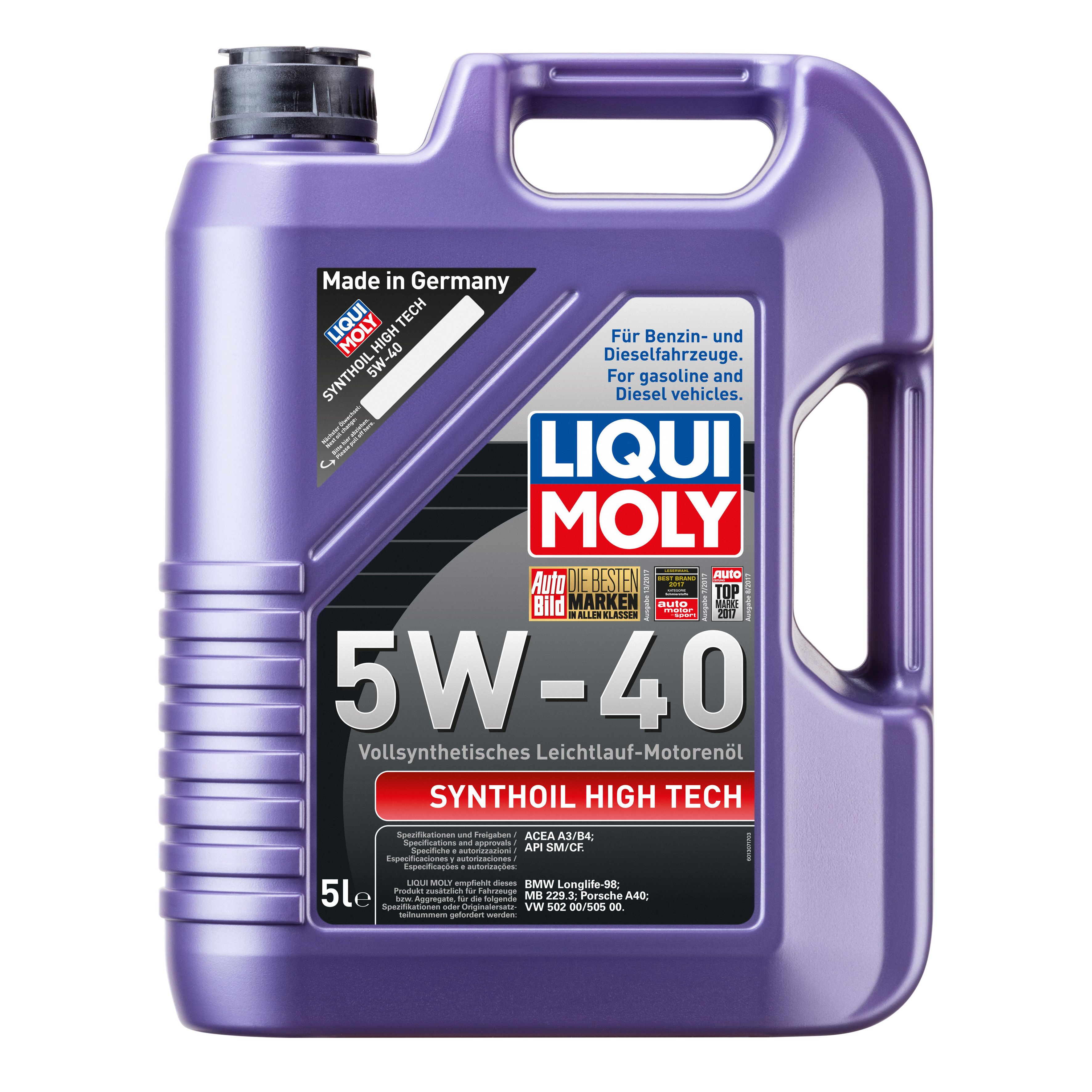 

Моторное масло LIQUI MOLY Synthoil High Tech 5W40 5л
