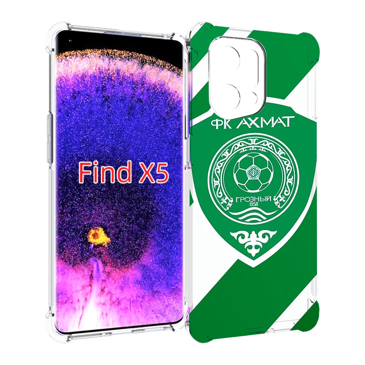 

Чехол MyPads фк ахмат грозныи мужской для Oppo Find X5, Прозрачный, Tocco