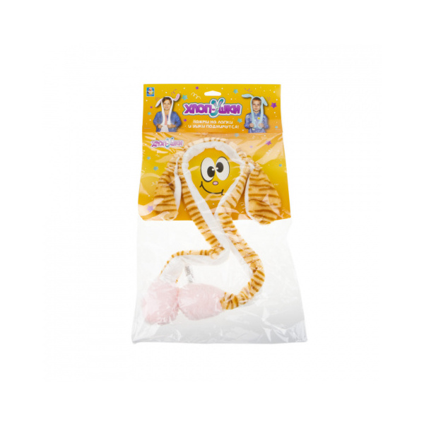 

Ободок детский 1TOY Хлоп-Ушки Тигр, с поднимающимися ушками
