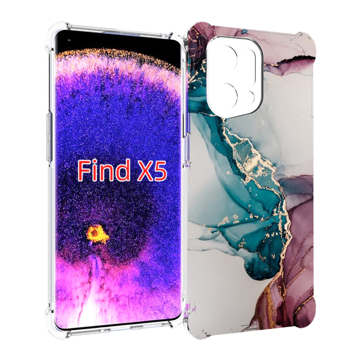 

Чехол MyPads фиолетовый синий краски для Oppo Find X5, Прозрачный, Tocco