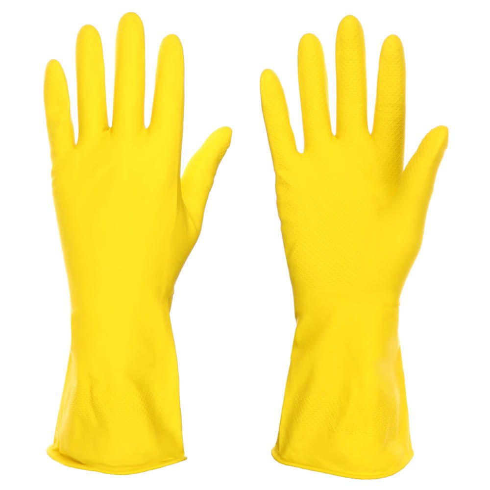 Перчатки резиновые желтые, L, VETTA