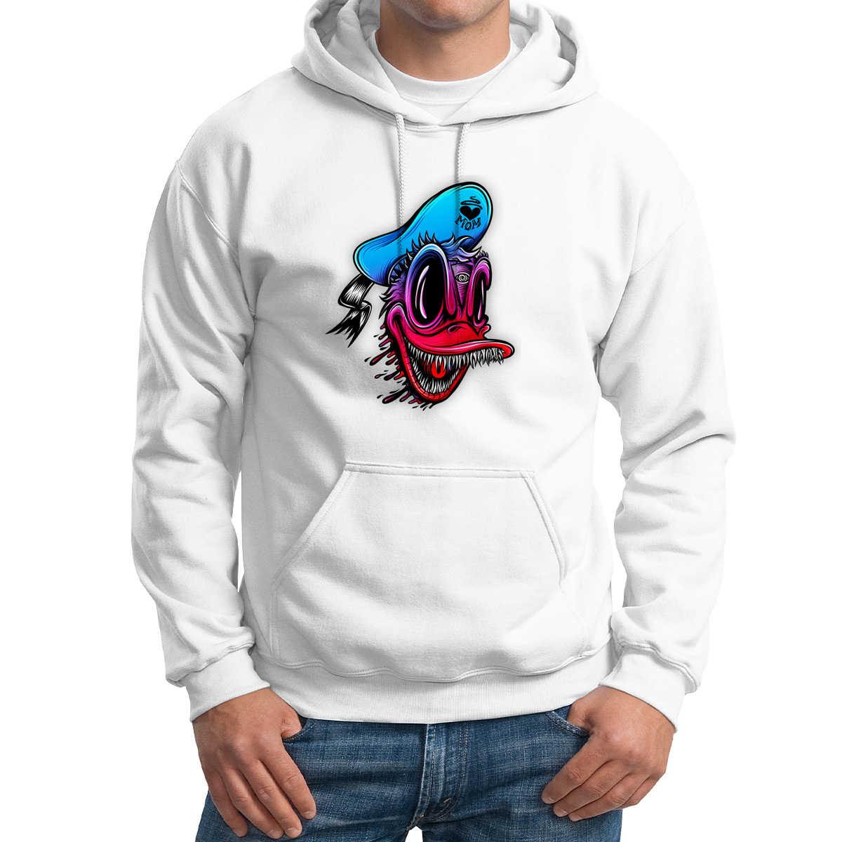 

Худи унисекс CoolPodarok Мультфильмы Дональд Дак Зубастый белое 48 RU, CX48M015905