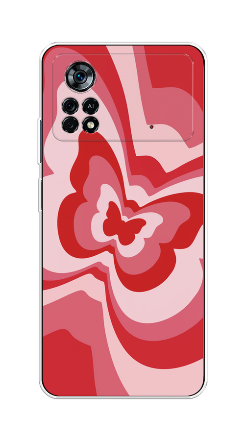 

Чехол на Xiaomi Poco X4 Pro 5G "Бабочка в стиле хиппи", Красный;розовый, 313150-1
