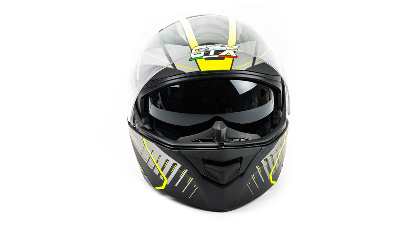 

Шлем мото модуляр GTX 550 (XL) #3 BLACK/FLUO YELLOW GREY (2 визора)