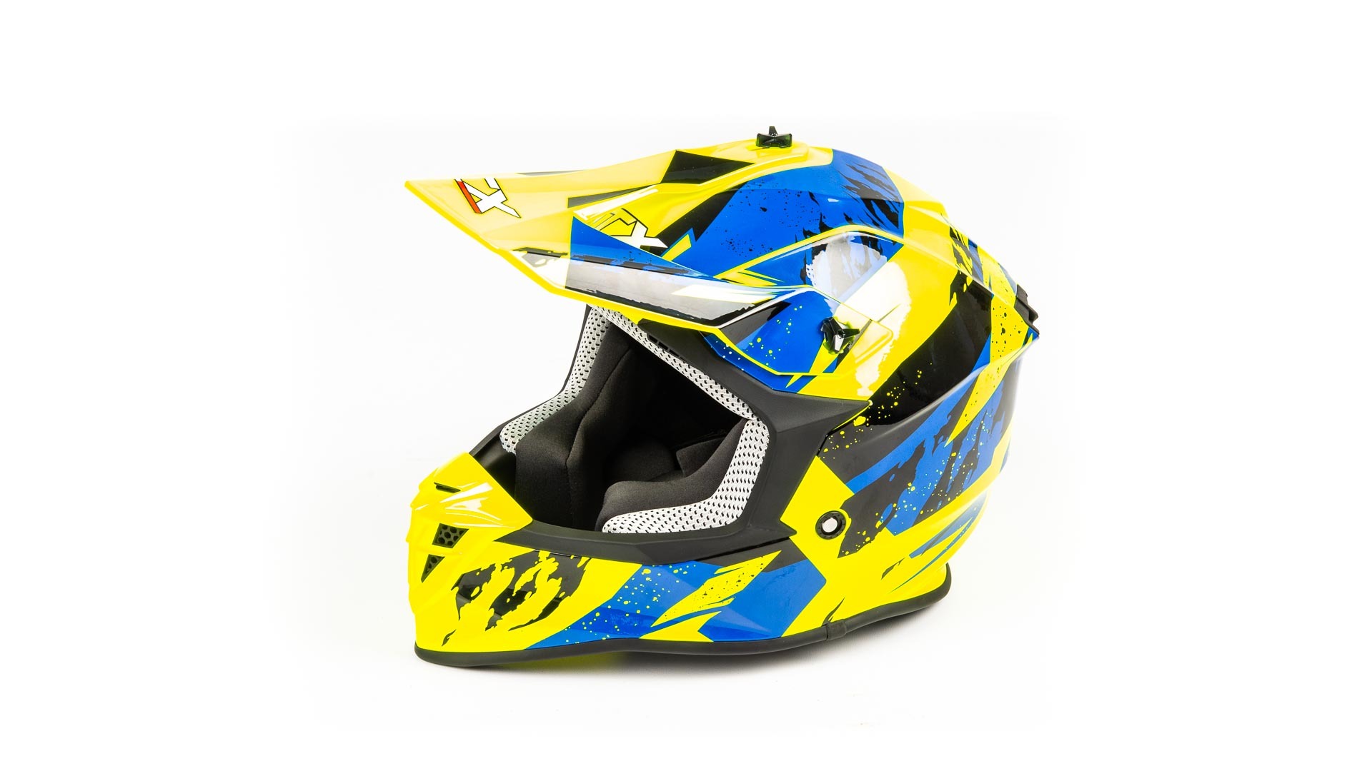 

Шлем мото кроссовый GTX 633 (XL) #1 FLUO YELLOW/BLUE BLACK