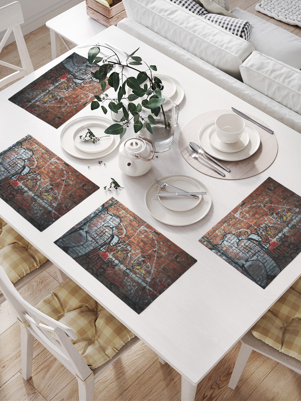 

np_85299 МУЛЬТИ Комплект салфеток с фотопринтом 46x32 см 4 шт., Коричневый;серый