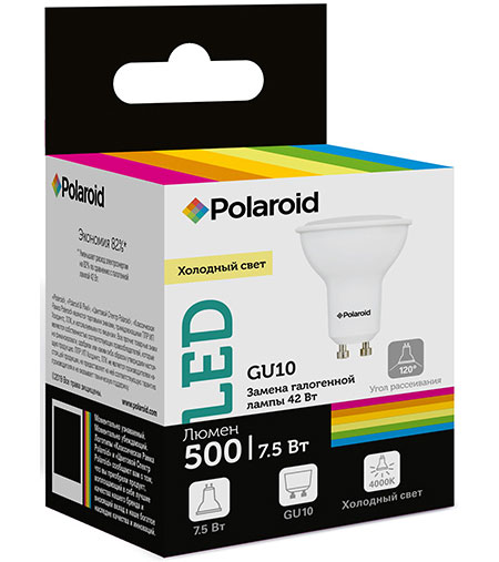 

Светодиодная лампа Polaroid 220V GU10 7,5W 4000K GU10 500lm