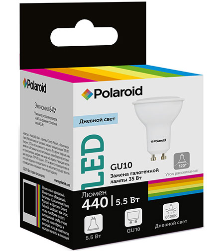 Лампочки  СберМегаМаркет Светодиодная лампа Polaroid 220V GU10 5,5W 6500K GU10 440lm