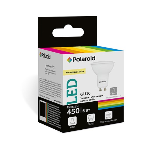 фото Светодиодная лампа polaroid 220v gu10 6w 4000k gu10 450lm